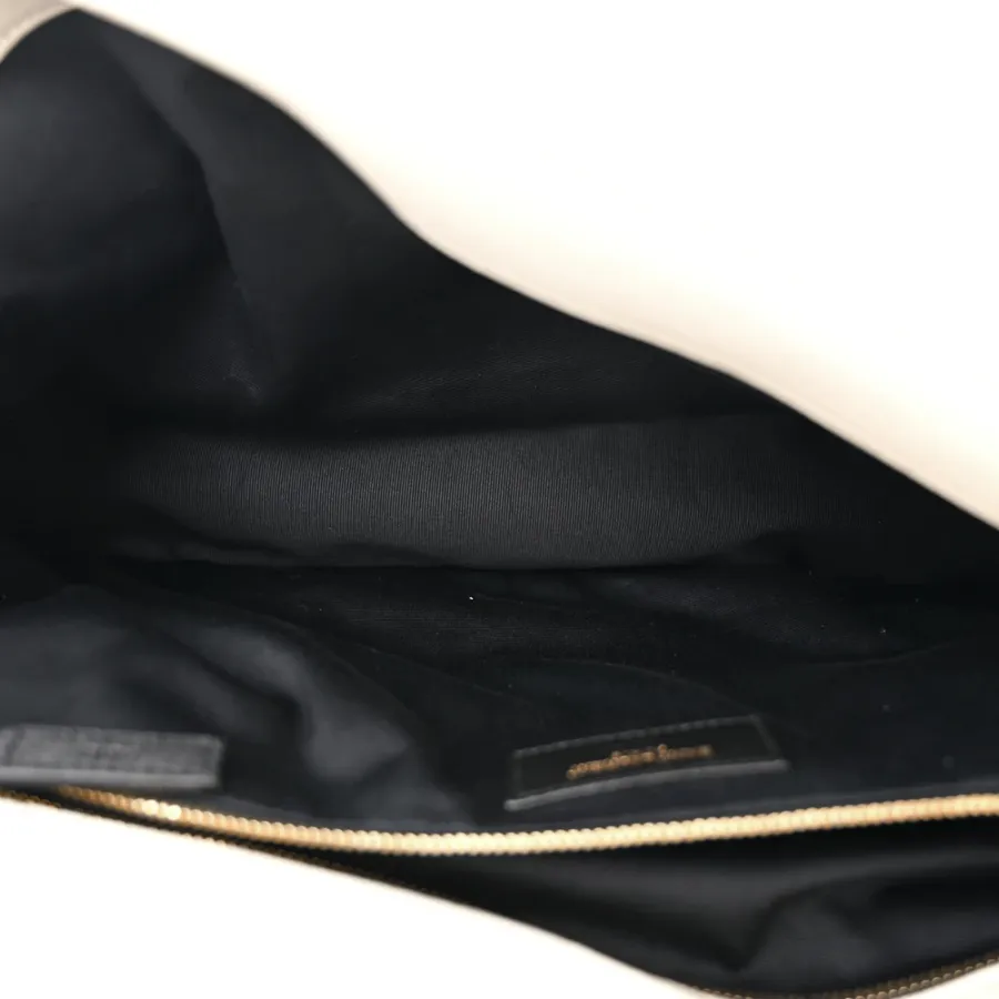 Saint Laurent Large Calypso Bag Blanc Vintage Grained Lambskin Leather Aged Gold Hardware