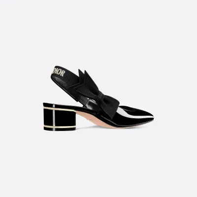 Dior black bow with thick heels and square heads high heels shoes