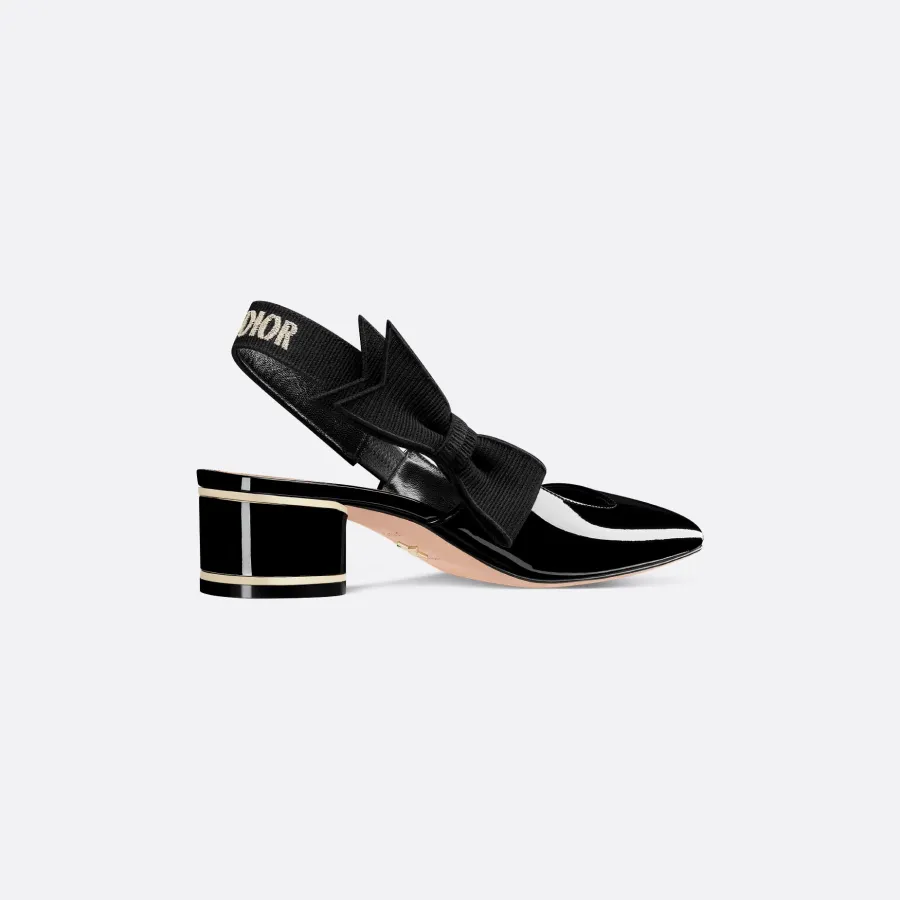 Dior black bow with thick heels and square heads high heels shoes