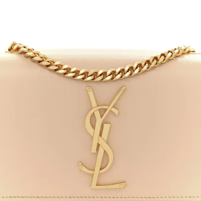 Saint Laurent Small Kate Satchel Nude Powder Monogram Grain De Poudre Leather Silver Hardware