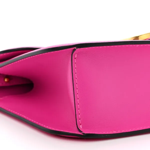 Valentino Garavani Small VLogo Loco Shoulder Bag Pink PP Calfskin Leather Gold Hardware - Image 4