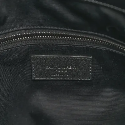 Saint Laurent Medium Niki Shopper Tote Black Crinkled Monogram Calfskin Matelasse Leather Silver Hardware