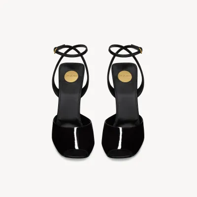 Yves Saint Laurent Black patent leather sandals with high heels