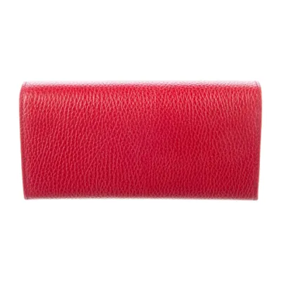 Gucci Large Interlocking G Logo Continental Wallet Red Calfskin Leather Gold Hardware