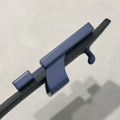 Fendi Men's Rounded FF Reversible Belt In Black/Blue Calfskin And Monogram Canvas With Silver Hardware 38MM