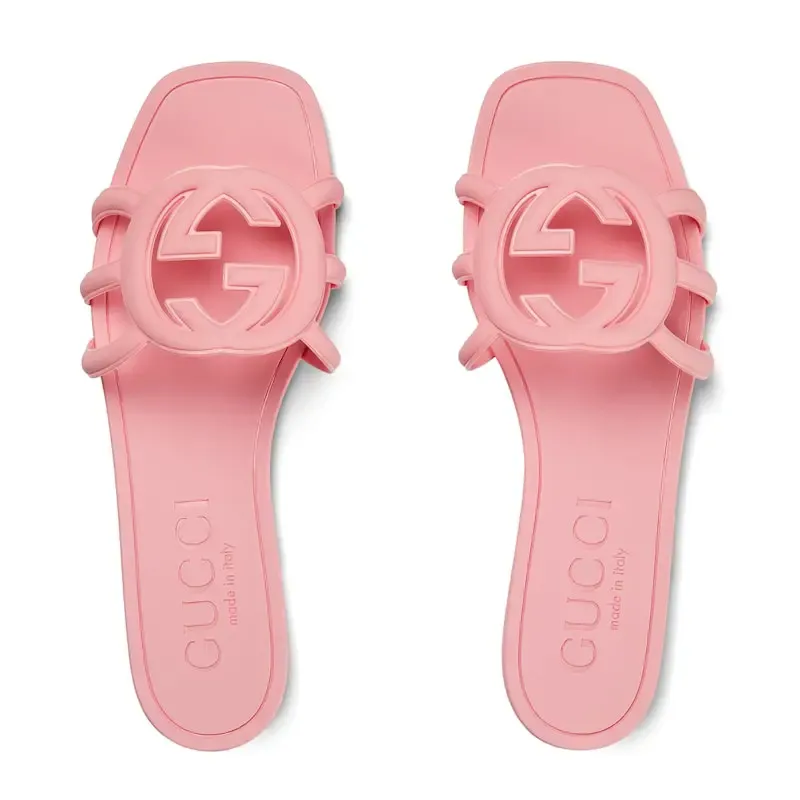 Gucci square head pink flat bottom slippers