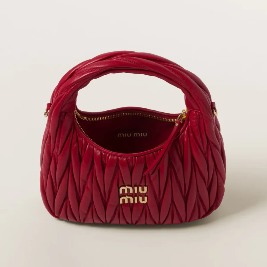 Miu Miu Wander Matelassé Quilted Lambskin Leather handbag Red Crossbody Bags