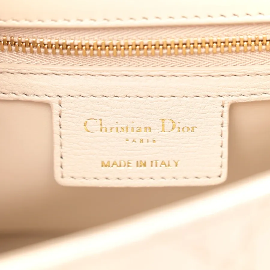 Dior Medium Caro Bag Beige Supple Cannage Calfskin Leather Gold Hardware