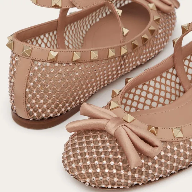 VALENTINO Rivet embellished grid ballet flats