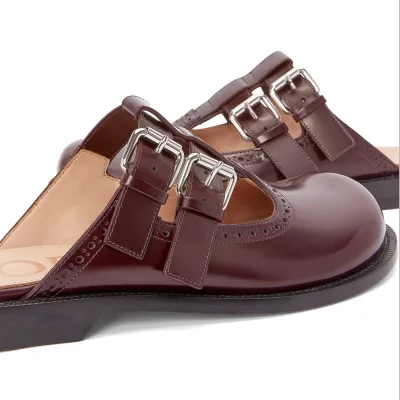 LOEWE Burgundy Mary Jane Muller shoes flats slippers