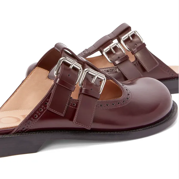 LOEWE Burgundy Mary Jane Muller shoes flats slippers - Image 3