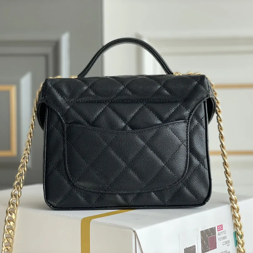 Chanel Box bag small ball print cowhide black gold button crossbody bag handbag