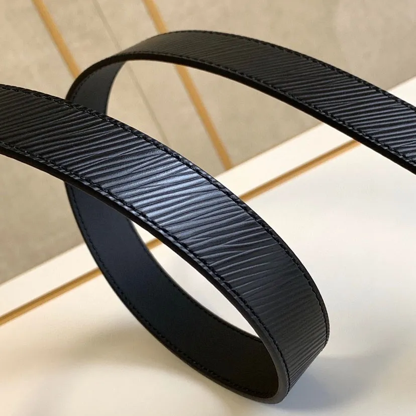 Louis Vuitton Women's Malletier Square Buckle Belt In Black Calfskin With Silver Hardware 25mm