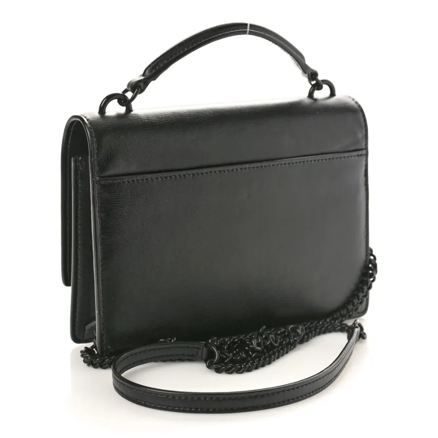 Saint Laurent Small Sunset Chain Wallet Black Monogram Calfskin Leather Black Hardware