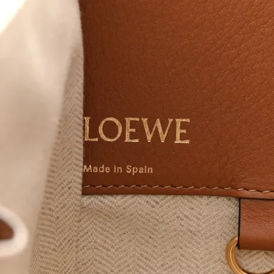 Loewe Anagram Hammock Shoulder Bag Small Ecru/Tan Calfskin Leather & Canvas Gold Hardware
