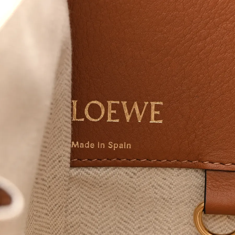 Loewe Anagram Hammock Shoulder Bag Small Ecru/Tan Calfskin Leather & Canvas Gold Hardware