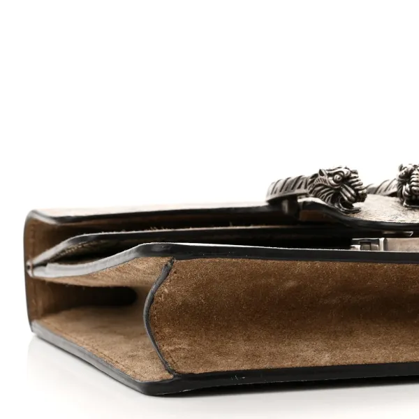 Gucci Mini Dionysus Shoulder Bag Taupe GG Supreme Monogram Canvas Aged Silver Hardware - Image 4