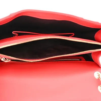 Bvlgari Medium Serpenti Forever Shoulder Bag Red Calfskin Leather Gold Hardware