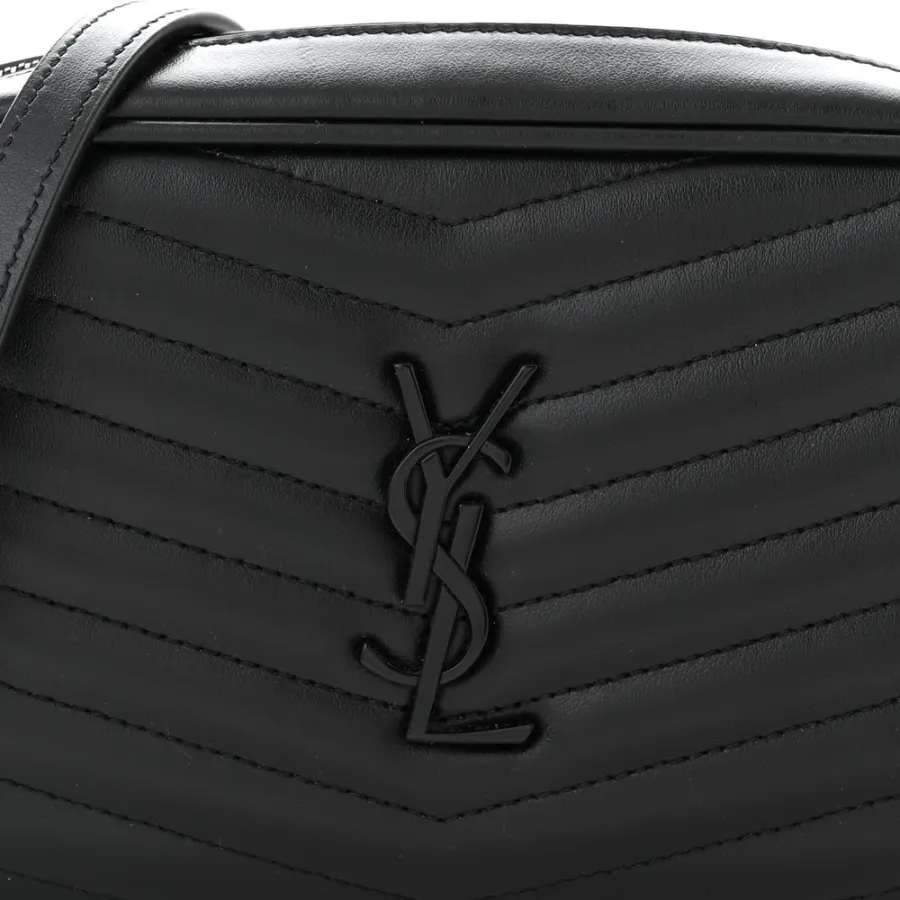 Saint Laurent Mini Lou Camera Bag Black Monochrome Monogram Calfskin Matelasse Leather Black Hardware