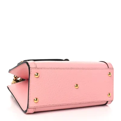 Gucci Mini Diana Tote Bag Wild Rose / Black Textured Calfskin Leather Gold Hardware