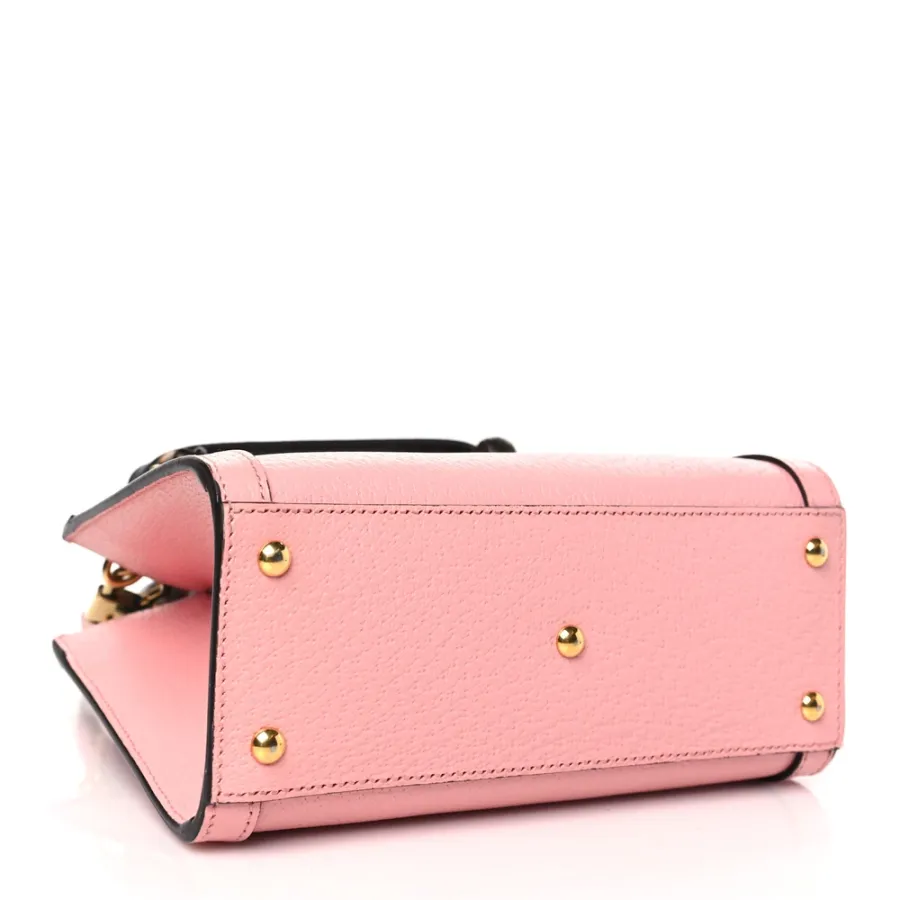 Gucci Mini Diana Tote Bag Wild Rose / Black Textured Calfskin Leather Gold Hardware