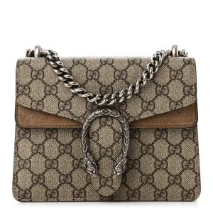 Gucci Mini Dionysus Shoulder Bag Taupe GG Supreme Monogram Canvas Aged Silver Hardware