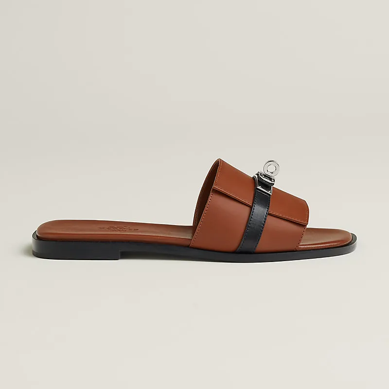 HERMES Giulia Brown Slippers