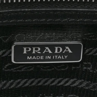 Prada Mini Galleria Double Zip Tote Black Metal Satin & Crystal Silver Hardware