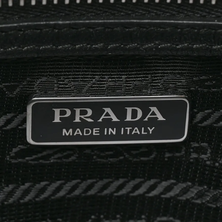 Prada Mini Galleria Double Zip Tote Black Metal Satin & Crystal Silver Hardware