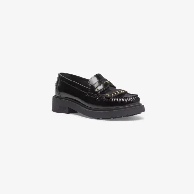 FENDI Black leather loafers