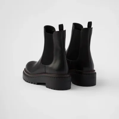 PRADA Black leather Chelsea boots
