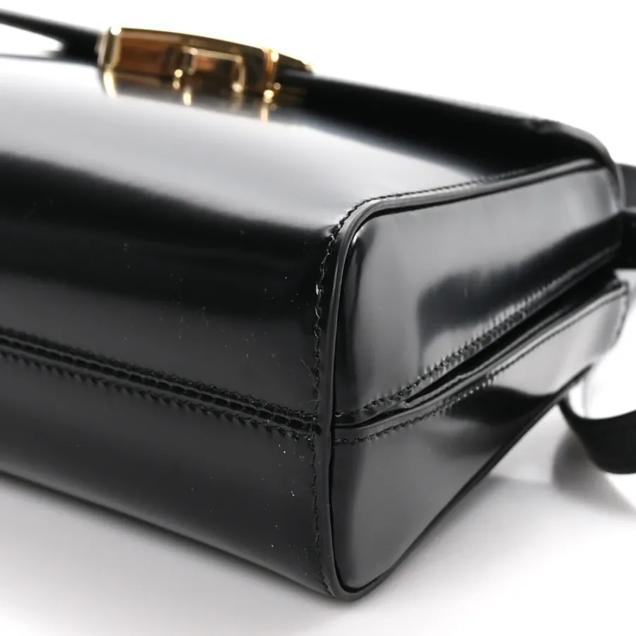 Prada Medium Flap Shoulder Bag Black Spazzolato Leather Gold Hardware