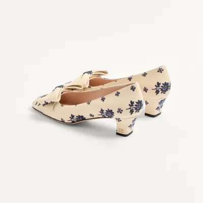 VALENTINO Silk floral print heels (4.5 cm high heel)