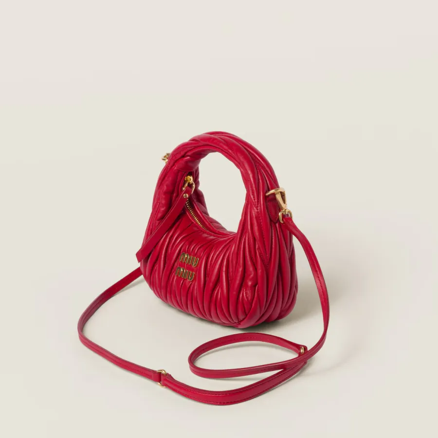 Miu Miu Wander Matelassé Quilted Lambskin Leather handbag Red Crossbody Bags