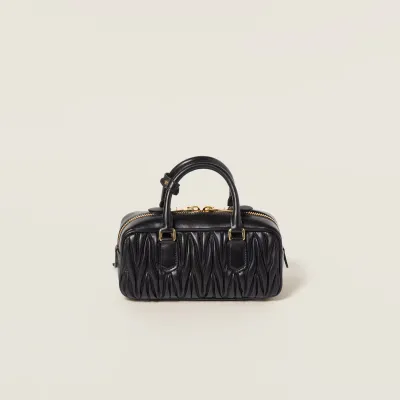 Miu Miu Arcadie matelassé Quilted Lambskin Leather Black Top-Handle Bags