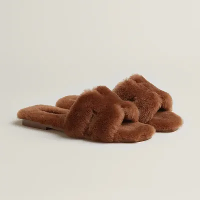 HERMES Oran plush Slippers