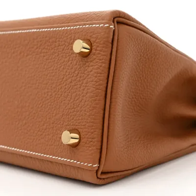 Hermès Kelly Retourne 25 Brown Togo Leather Gold Hardware