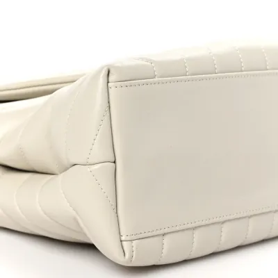 Saint Laurent Medium Loulou Chain Satchel Crema Soft Y-Quilted Monogram Calfskin Leather Silver Hardware