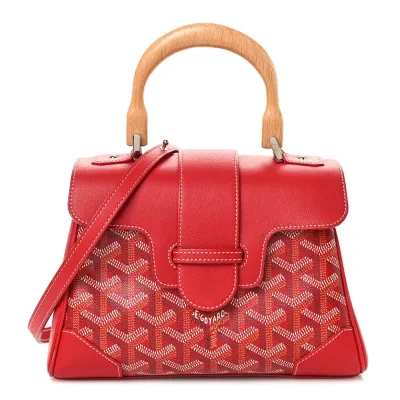 Goyard Mini Saigon Trunk Bag Red Goyardine Canvas Silver Hardware