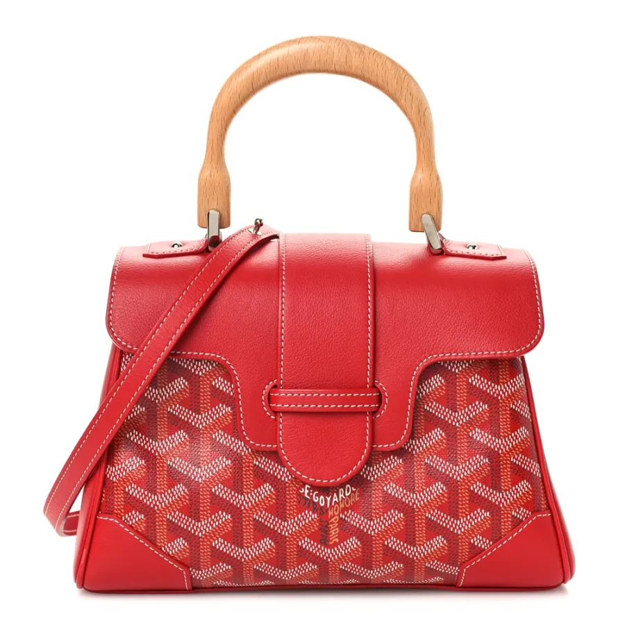 Goyard Mini Saigon Trunk Bag Red Goyardine Canvas Silver Hardware