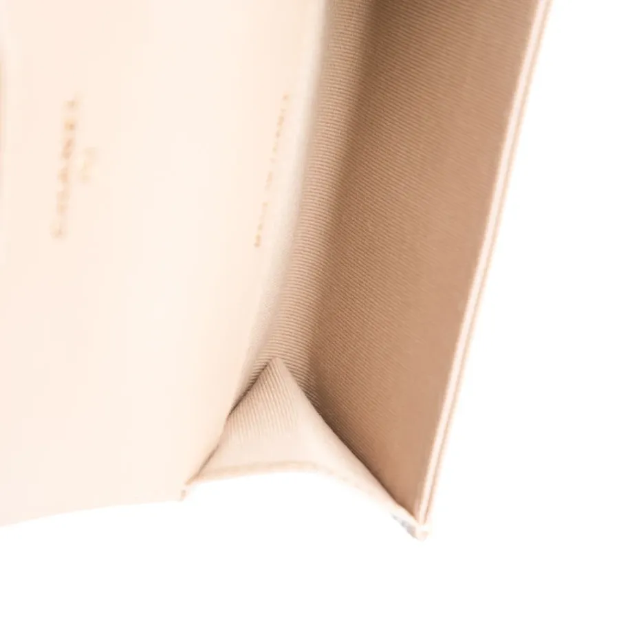 Chanel Small Flap Card Holder Wallet Neutrals Quilted Leather Silver Hardware