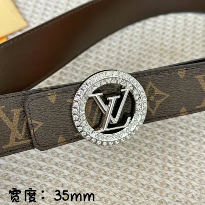 Louis Vuitton Women's Diamonds Nautical Buckle Reversible Belt In Black/Brown Calfskin And Monogram Canvas With Gold/Silver Hardware 35mm