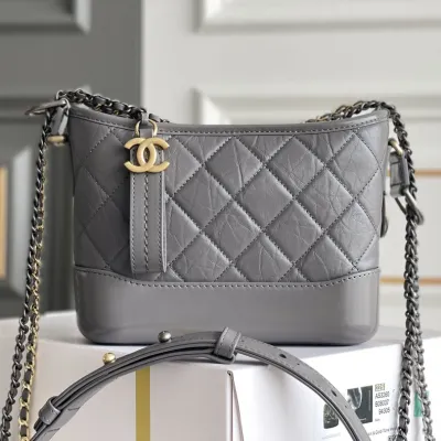 Chanel Grey Bag Quilted Calfskin Leather Shoulder Bags Crossbody Bags