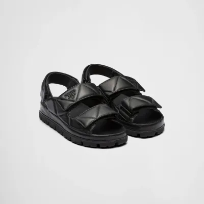 PRADA Black padded effect Nappa leather sandals
