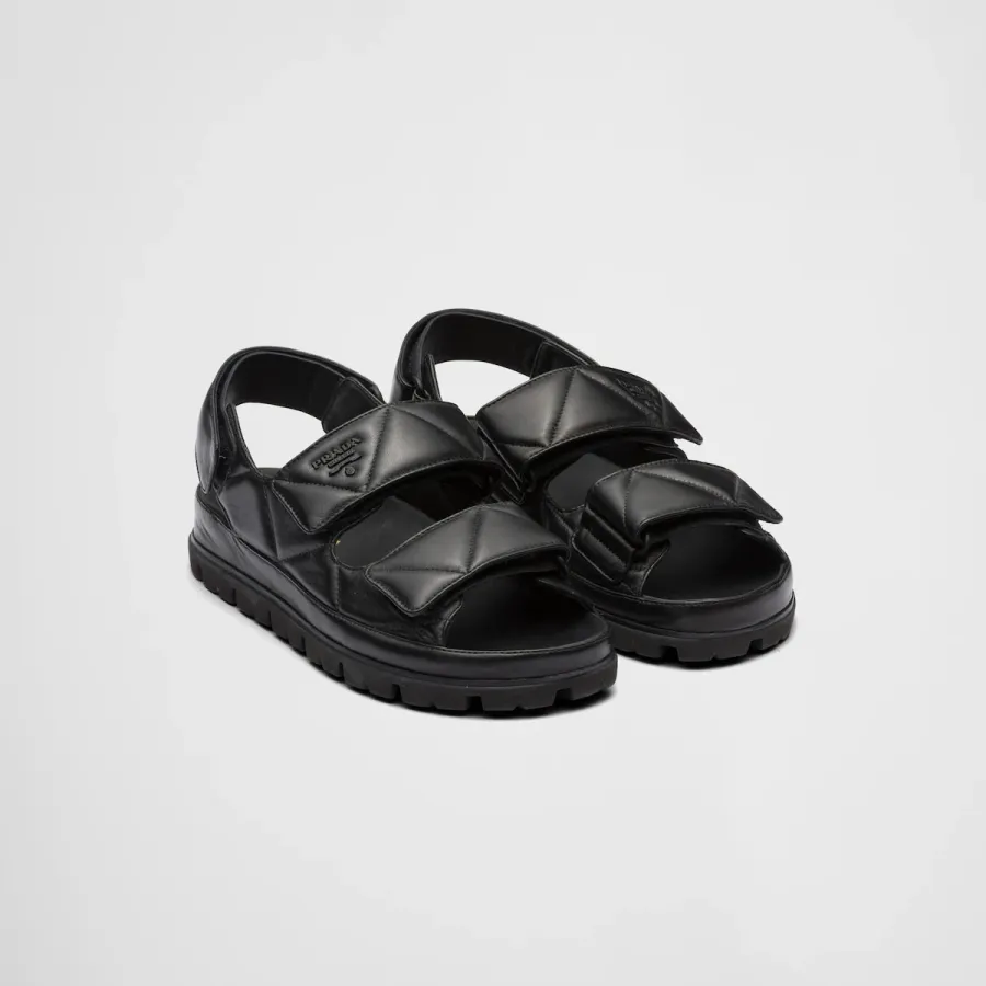 PRADA Black padded effect Nappa leather sandals