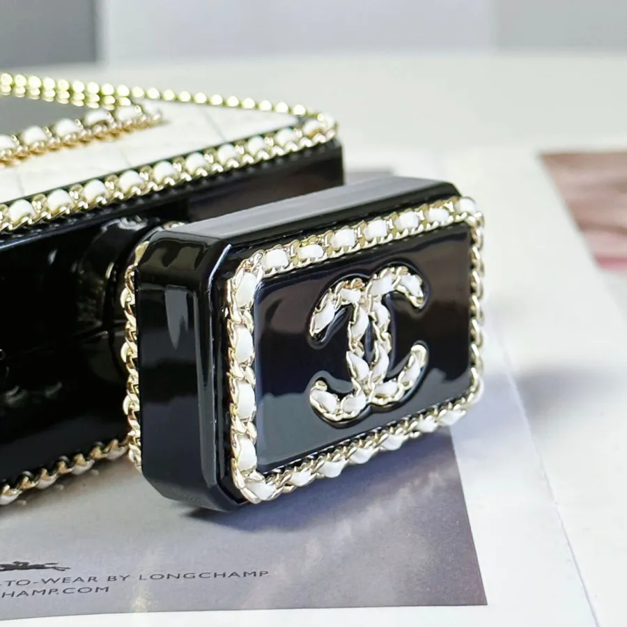 Chanel Perfume bottle leather White / Black crossbody bag