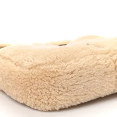 Saint Laurent Mini Le 5 À 7 Hobo Natural Beige Shearling Gold Hardware