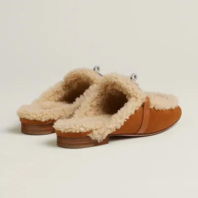 HERMES Oz Mule Brown Slippers