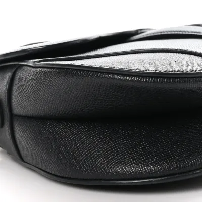 Dior Medium Saddle Bag Black Grained Calfskin Leather Gold Hardware