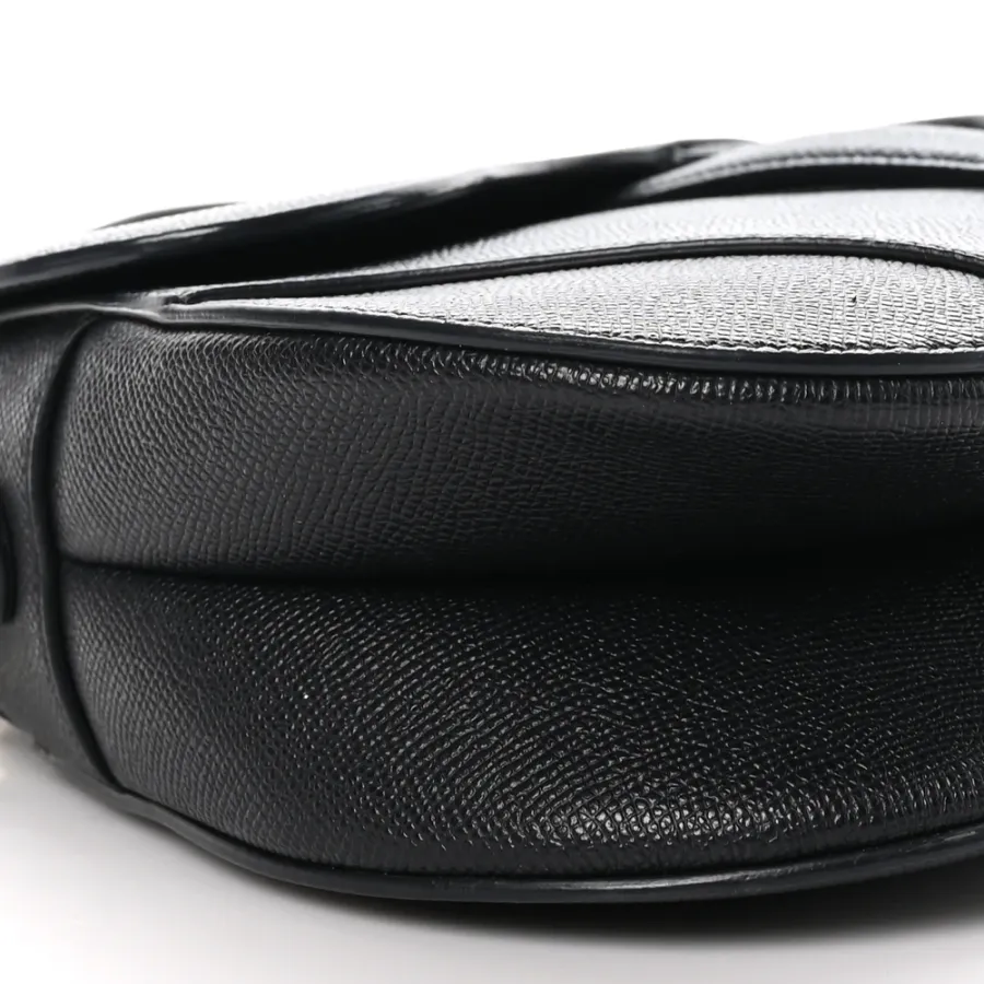 Dior Medium Saddle Bag Black Grained Calfskin Leather Gold Hardware